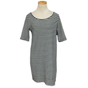 We The Free Sweater Dress Women's Small Black White Striped Open Back Shift